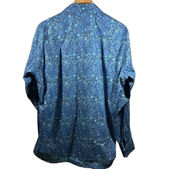 JARED LANG Men's Paisley Button-Down Long Sleeve Shirt Blue Size Extra Large - Picture 6 of 10